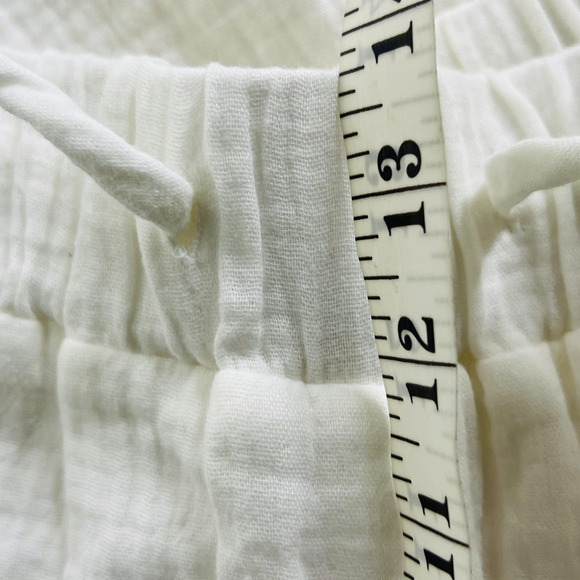 A.Ren Novah White‎ Woven Linen Pants Size Medium Lined Elastic Tie Waist - Picture 10 of 11